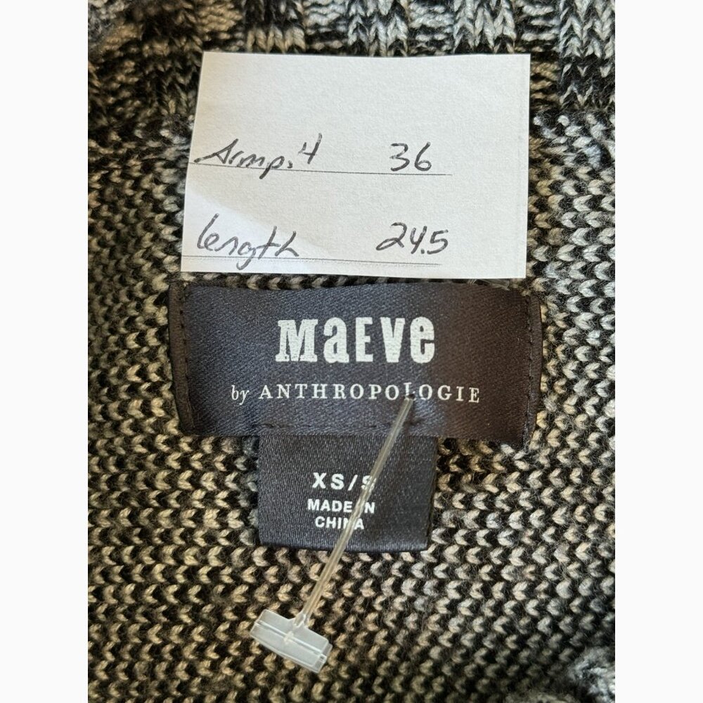 Maeve Anthropologie Womens Gray Black Poncho Sweater XS/S Cozy Cowl Neck Viscose - Picture 2 of 10